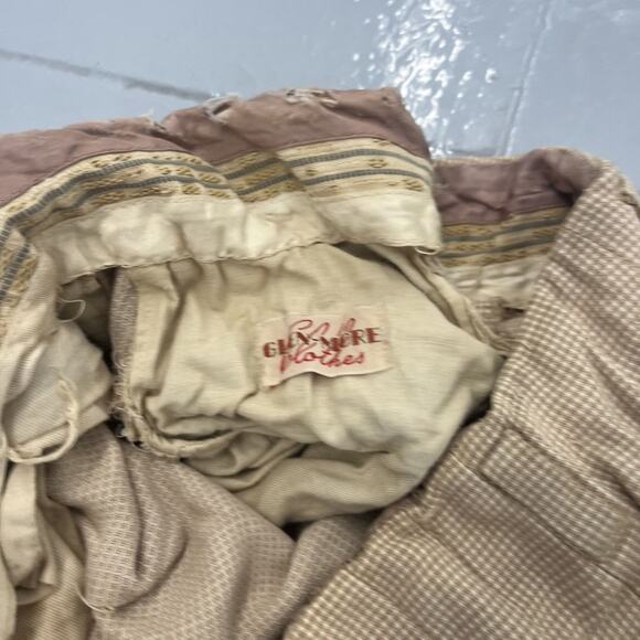Vintage 40s Glen-More Beige Pattern Rayon Pants 29x29 - Picture 7 of 7